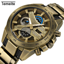 TEMEITE 006G-6-Bronze Fashion Sport Quartz Clock Mens Watches Top Brand Luxury Business Waterproof Watch Relogio Masculino